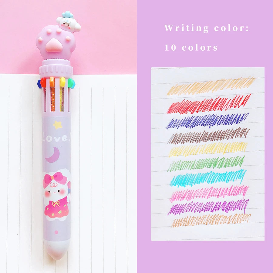 Kawaii Cat Paw Silicone Ballpoint Pen 🎀 | 10 Colorful Chunky Writing Tools for School & Office 🐾✨