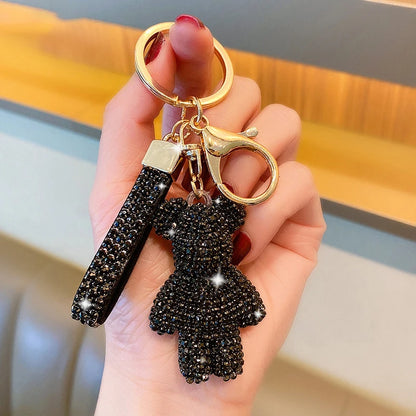 Diamond Bear Car Keychain Cute Handmade Luxury Rhinestone Bag Pendant 🧸💎✨