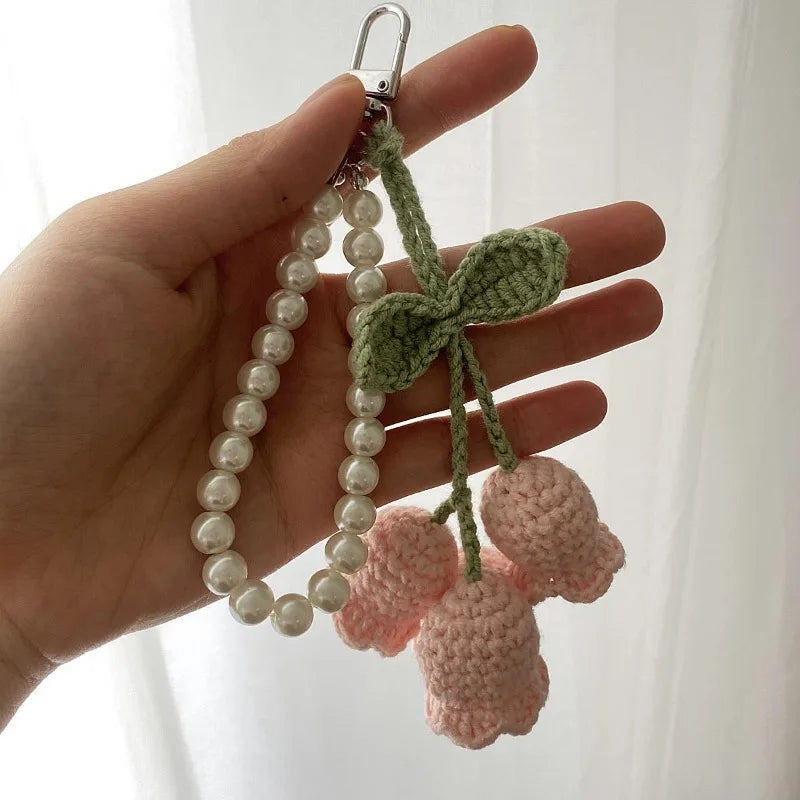 Pastel Handmade Crochet Flower Keyring For Bags And Cars 🧶🌸 Cute Gift