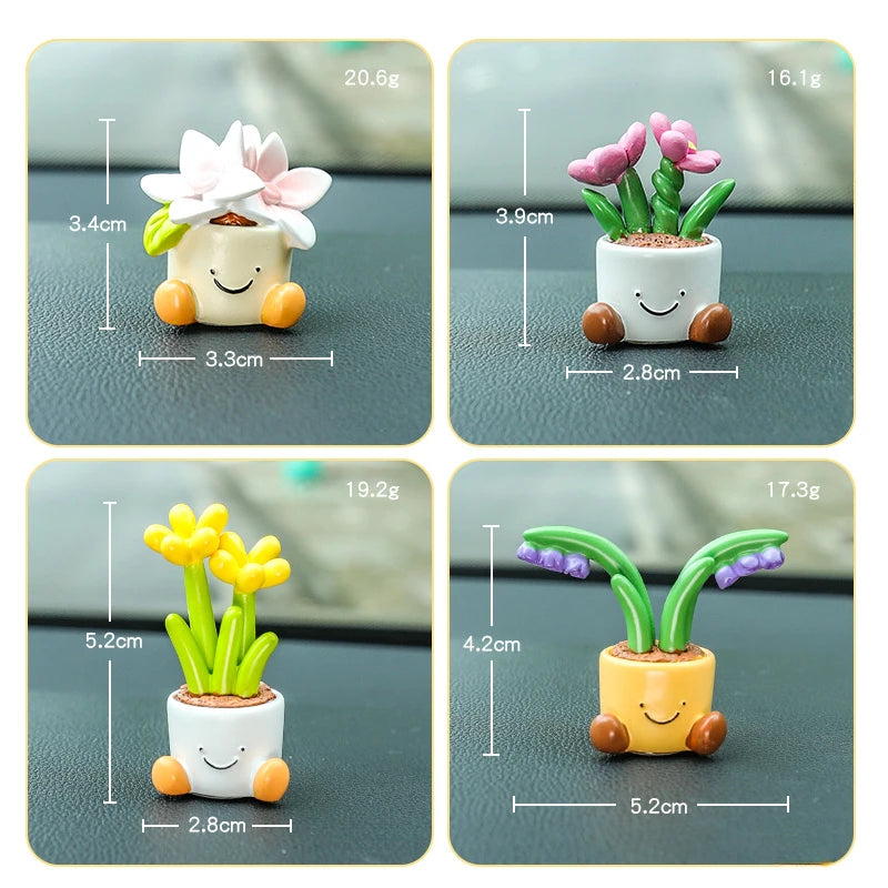 Kawaii Flower Pot Elf 🌸✨ - Adorable Resin Car Interior Decor & Desktop Ornaments 🚗🌼