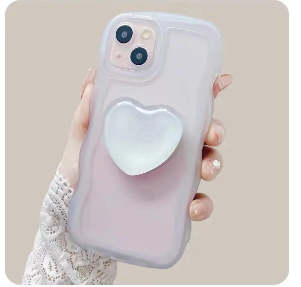 Phone Holder Popular Socket Griptok Finger Grip Bracket Stand Love Heart Ins Style Cute Poping Pink White Cellphone Accessory - Pixie Quill