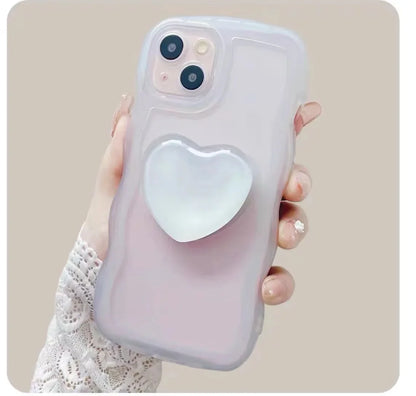 Phone Holder Popular Socket Griptok Finger Grip Bracket Stand Love Heart Ins Style Cute Poping Pink White Cellphone Accessory - Pixie Quill