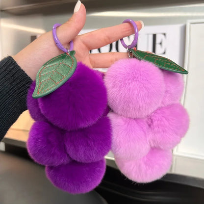 Furry Grape Keychain Plush Charm Cute Fur Accessory 🍇🧸