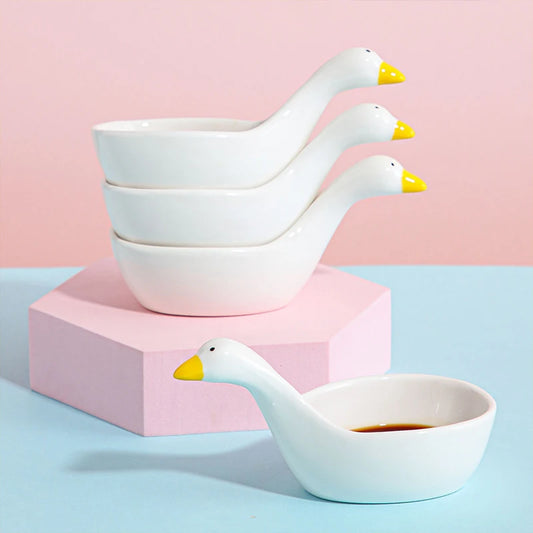 Cute Swan Ceramic Dipping Bowls 🦢✨ | Kawaii Sauce Dishes for Snacks & Condiments 🍣🍅