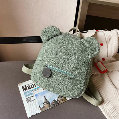 🐻 Cute Bear Ears Plush Backpack 🎒✨ - Pixie Quill