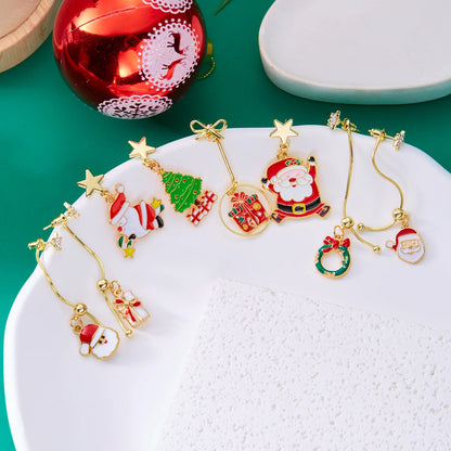Moving Santa Tassel Drop Earrings For Women Christmas Charm Zircon Snowflake 🌟🎄