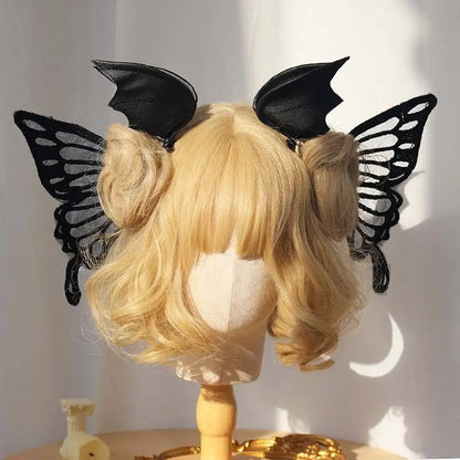 Kawaii Cosplay Angel Wings & Demon Horns Hairpin 🌸✨ | Gothic Lolita Anime Accessories 🎀👹