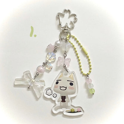 Toro Inoue Keychains Beaded Metal Charms With Lobster Clasp Y2K Fun 🎀