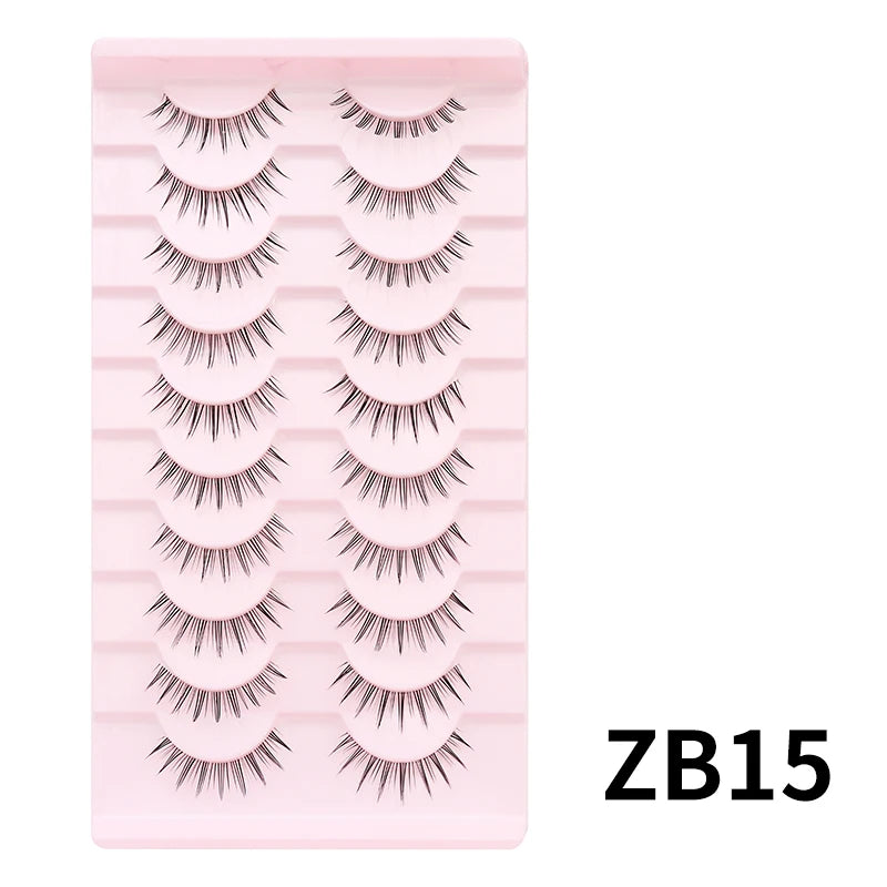 Adorable Manga Style False Eyelashes 10 Pairs Natural Full Strip Lashes For Anime Look Makeup ✨🐰🎀🌸