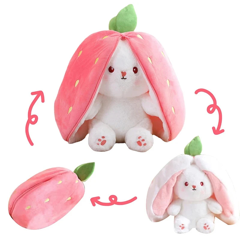 🍒🥕 Cuddly Strawberry Carrot Bunny Plush - Adorable Big Ears for Joyful Play! 🐇💕
