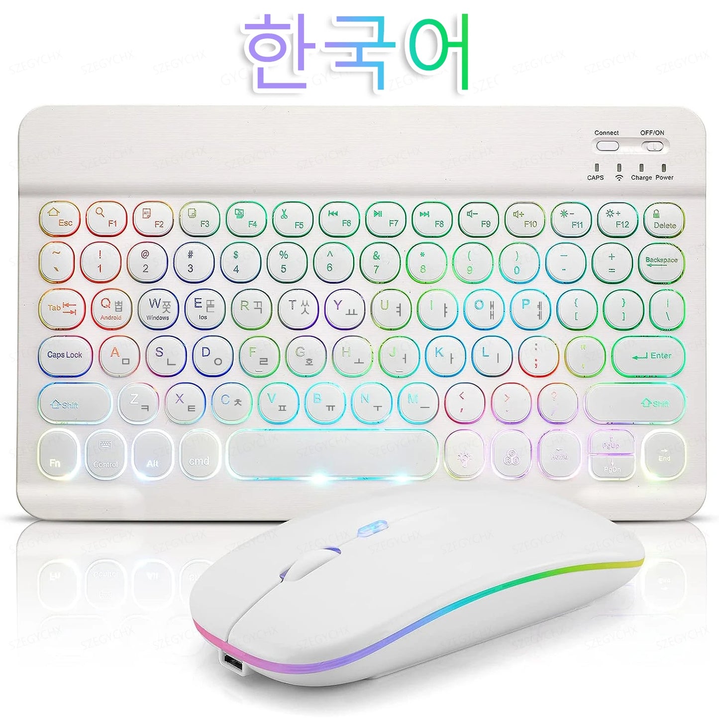 Kawaii Bluetooth Magic: Adorable 7-Color Backlit Keyboard & Silent Mouse for iPad & Tablets 🐾✨💖