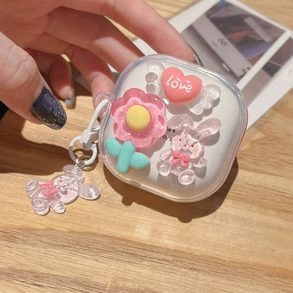 Adorable Watermelon Bunny & Bear Tulip Earphone Case 🌸🐰🍉 for Samsung Galaxy Buds - Pixie Quill