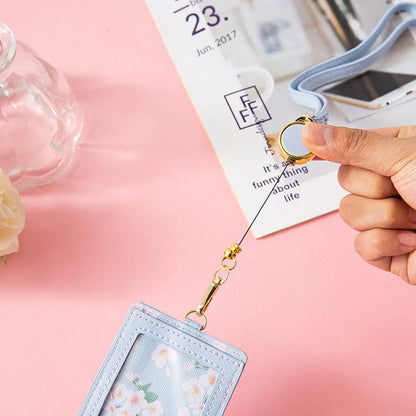 Kawaii Sakura Lanyard Card Holder 🌸 | Adorable ID & Business Card Case 🎀 | Cute Korean Stationery for Office & Daily Use ✨