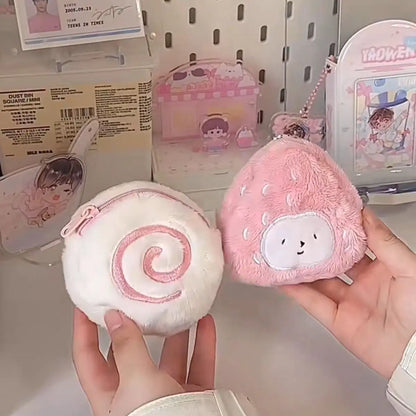 Kawaii Plush Lipstick & Headphones Mini Coin Purse 🎀💕 Cute Keychain Bag for Girls!