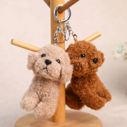 12CM Teddy Plush Keychain Dog Pendant For Backpack And Car Decor 🐶🎀