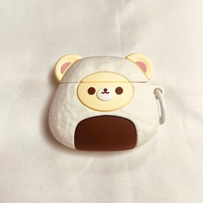 Kawaii Bear Rice & Veggie Roll Silicone Case for AirPods 🎉🐻🌱