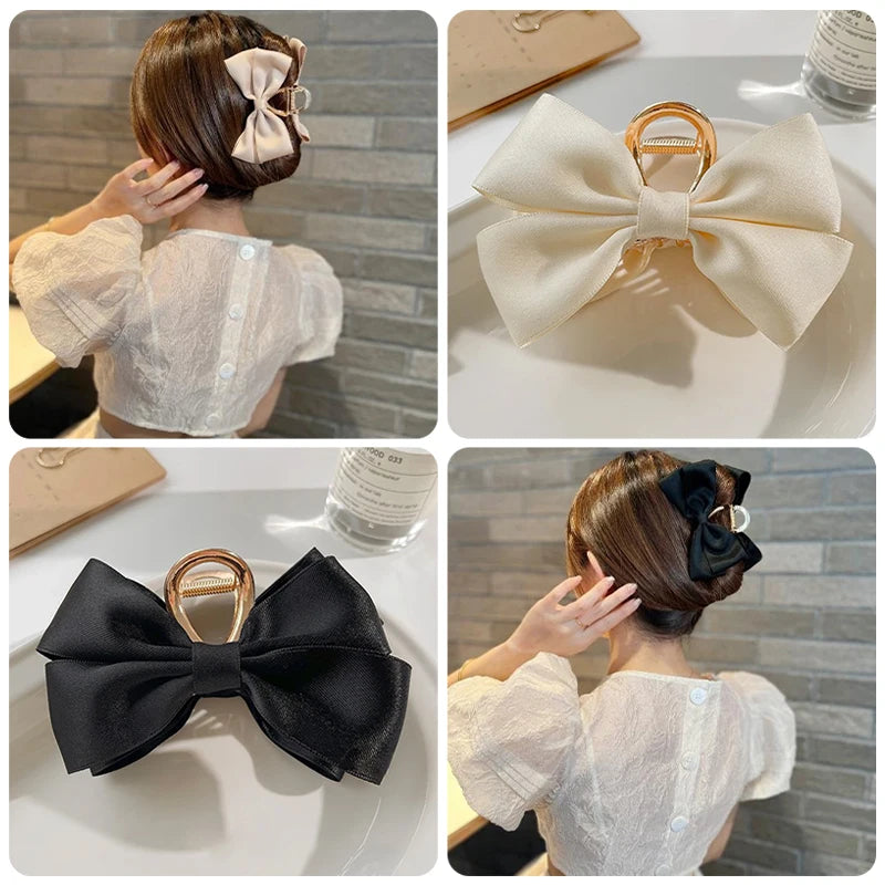 Kawaii Large Satin Bow Hair Claw 🎀✨ Adorable Hair Accessory for Trendy Girls - 12CM Fashion Statement!