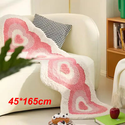 Kawaii Heart-Shaped Pink Tufted Bathmat 🛁💖 Soft Bedroom & Living Room Rug | Aesthetic Home Decor 🏡✨