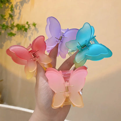 Kawaii Butterfly Acrylic Hair Claw Clip 🦋✨ | Colorful Matte Gradient Hairpin for Sweet Styles 🌈💖