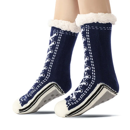 Fluffy Winter Socks For Women Warm Plush Non Slip Slipper Snowflake Gift ❄️🎁