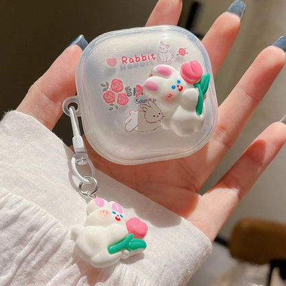 Adorable Watermelon Bunny & Bear Tulip Earphone Case 🌸🐰🍉 for Samsung Galaxy Buds - Pixie Quill