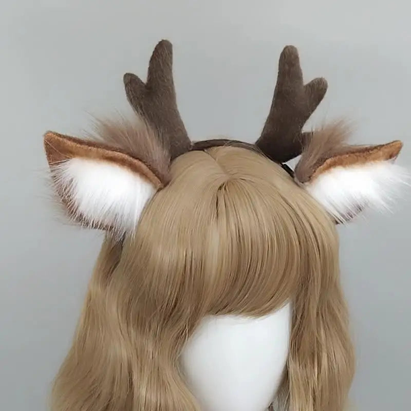 Plush Deer Antler Headband Cosplay Hair Accessory Lolita Party Wear 🎀🦌