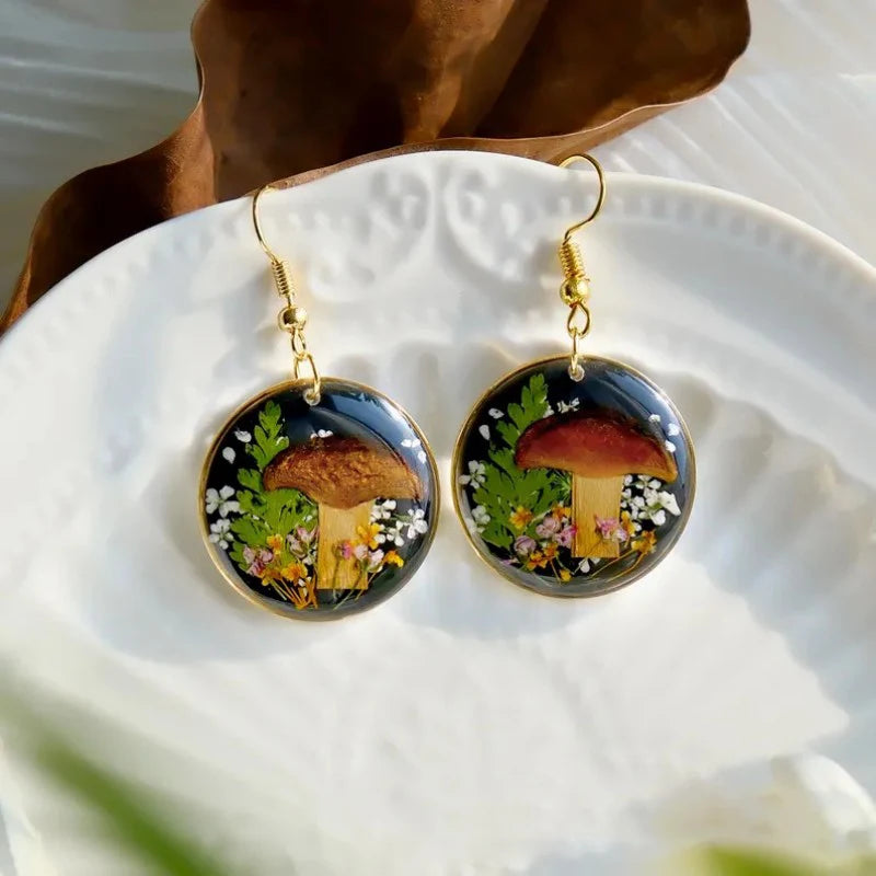 Pastel Pressed Flower Resin Drops Earrings 🌸 Elegant Geometric Jewelry For Women