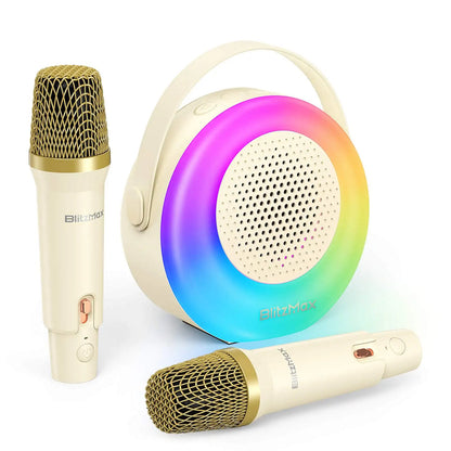 Kawaii Karaoke Fun! 🎤💖 Mini Bluetooth Singing Machine with 2 Wireless Mics - Perfect Gift for Kids & Families! 🌈✨