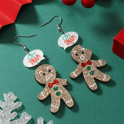 Gingerbread Man Acrylic Cute Dangle Earrings Christmas Gift 🎄