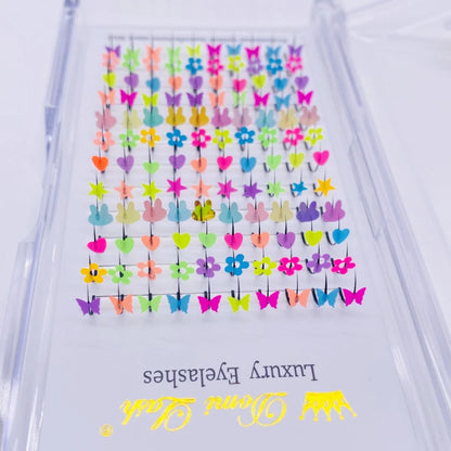 🌸✨ Kawaii Butterfly Heart Eyelash Extensions - 3D Glittery Mink Lashes for Whimsical Makeup! 🌟💖