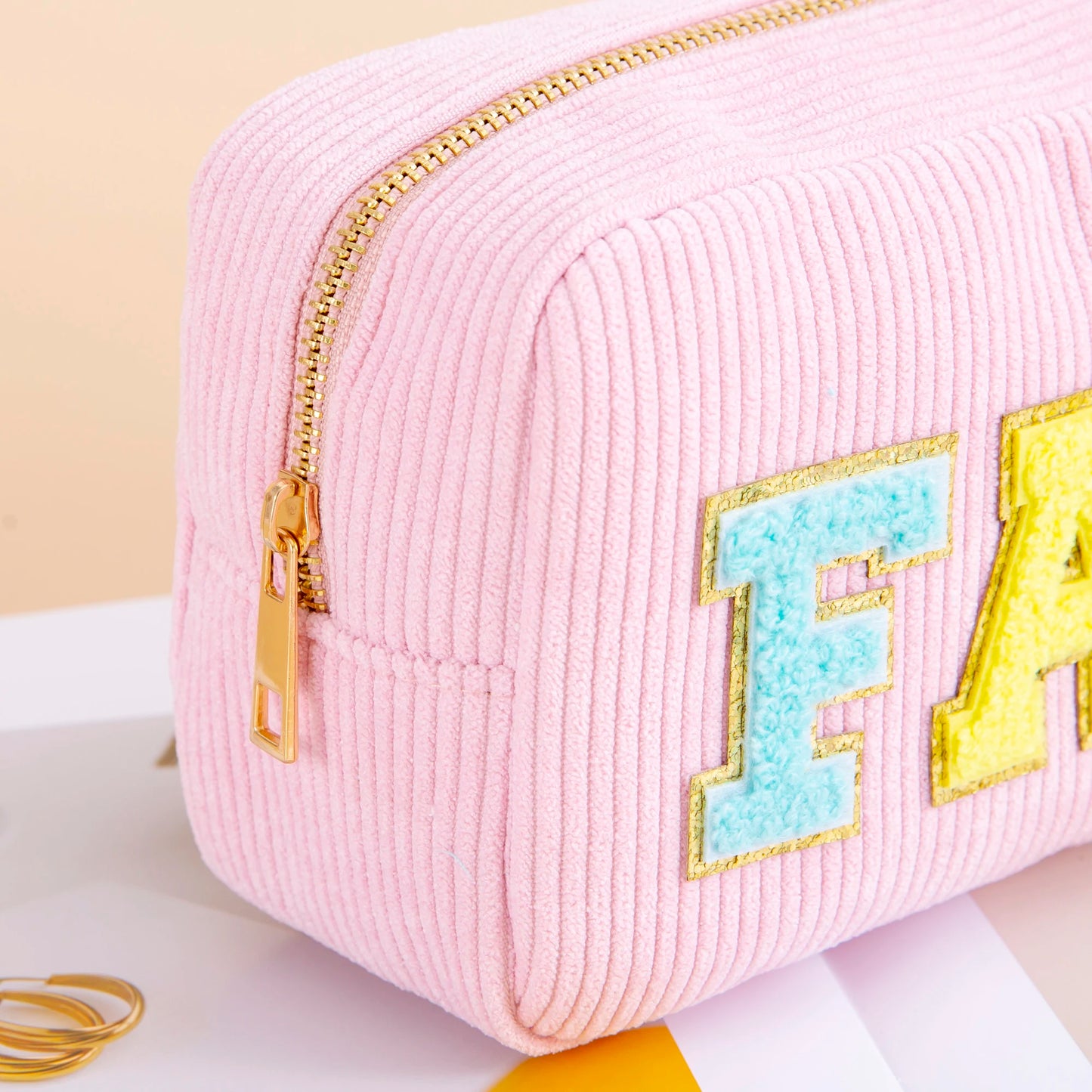 Kawaii Purple Chenille Letter Cosmetic Pouch ✨🎀 Cute Makeup Organizer for Teens & Women 🌸 Travel Essential