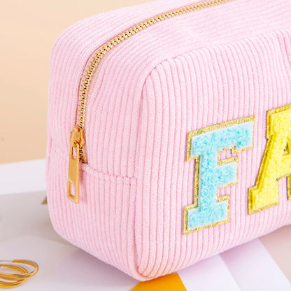 Kawaii Purple Chenille Letter Cosmetic Pouch ✨🎀 Cute Makeup Organizer for Teens & Women 🌸 Travel Essential