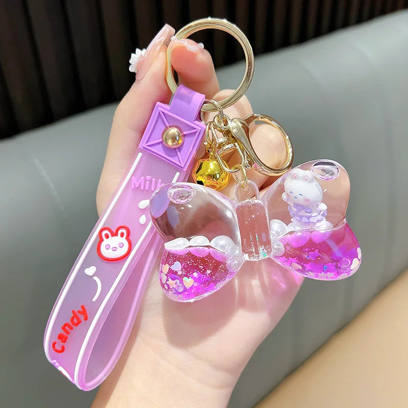 🐰✨ Cute Bunny Keychain with Quicksand Drift Bottle 🌈💖