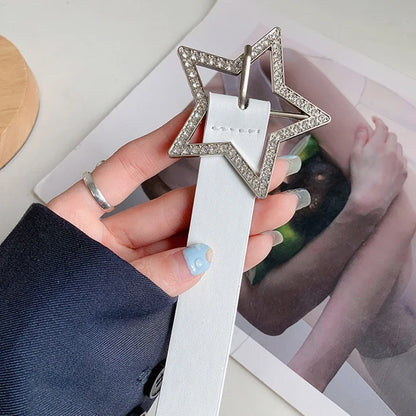 ✨ Kawaii Star Rhinestone Belt 💖 Y2K Pink PU Leather Fashion Accessory for Trendy Styles 🌟