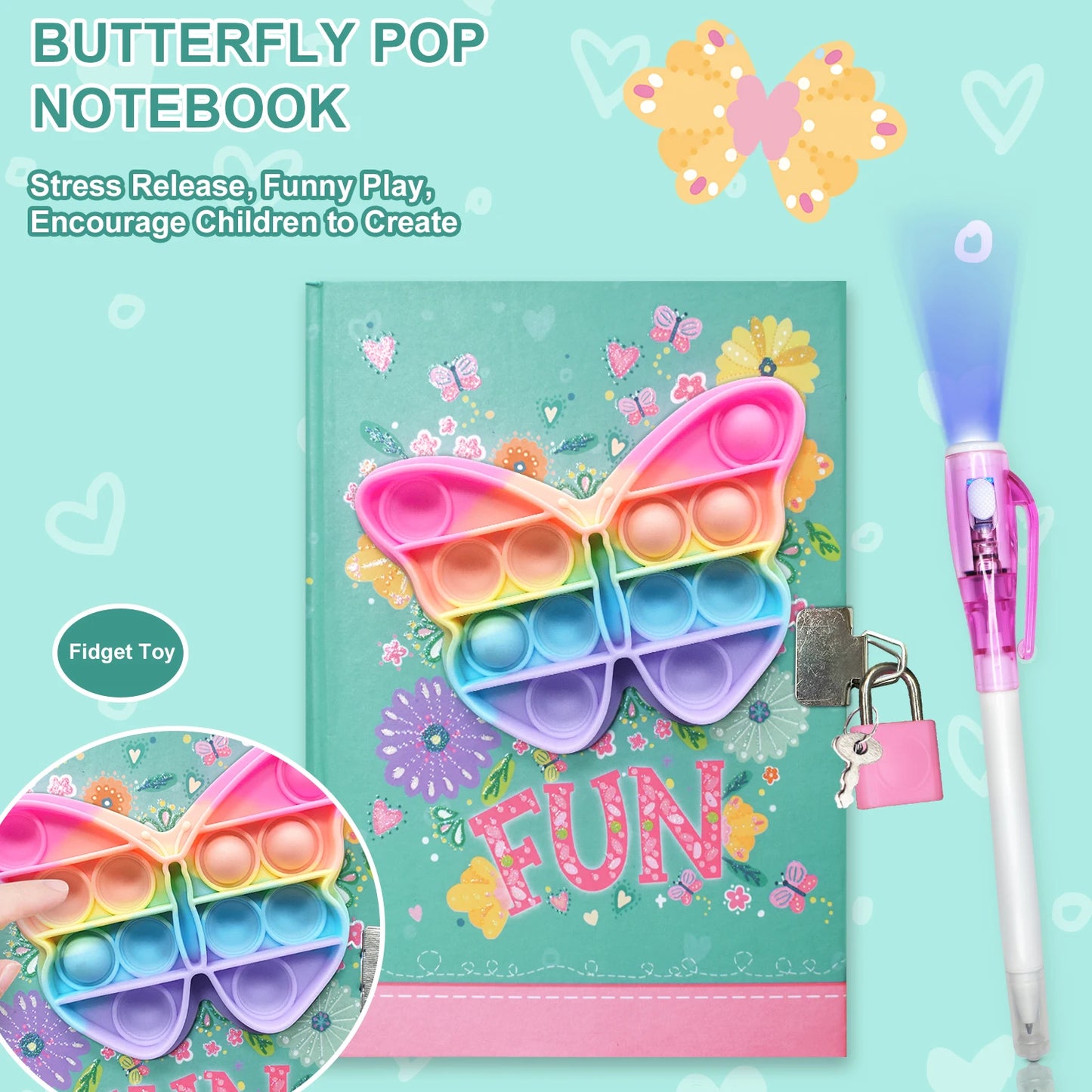 Kawaii Pop Girls Secret Diary with Lock & Colorful Double-end Pen 📝✨ | 160 Lined Pages of Fun!