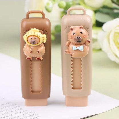 Kawaii Push Pull Capybara Eraser Cute Funny Pencil Rubber Kids Telescopic Eraser Office Supplies School Stationery Gift