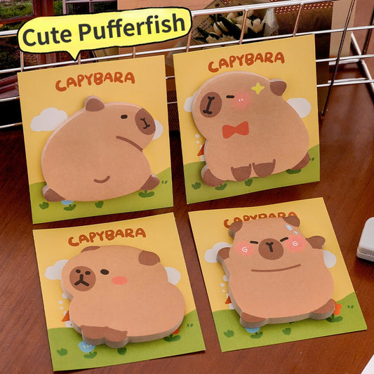 🐡✨Adorable Pufferfish Sticky Notes - 5Pcs Irregular Memo Pad Set for Creative Students! 📚💖