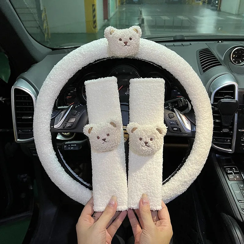 Kawaii Bear Seat Belt Cushions 🐻✨ | 2pcs Adorable Shoulder Strap Protectors for Kids & Children