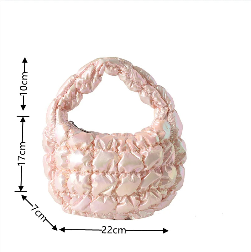 Kawaii Pleated Cloud Mini Handbag 🌈✨ | Adorable Soft Nylon Tote Bag for Trendy Women 💖🌟
