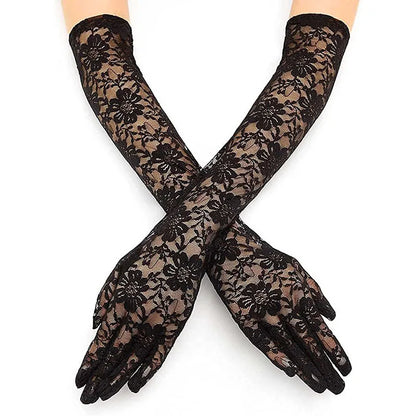 Transparent Lace Flower Mesh Gloves With Bowknot For Lolita Cosplay Party 🧤🌸