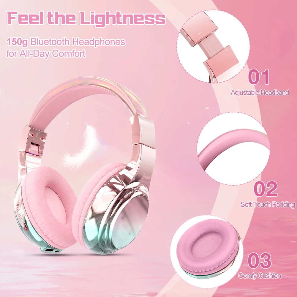 Kawaii Pink Dream 🎀 Wireless Bluetooth 5.3 Headphones 🎧 | Over-Ear Cutie with Mic 💖 Perfect Gift for Girls! 🎁