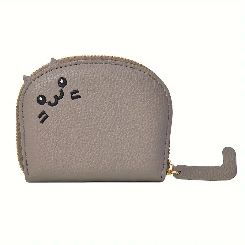 Cartoon Cat Wallet With Card Slots Zipper Coin Holder PU Leather 🐱💖
