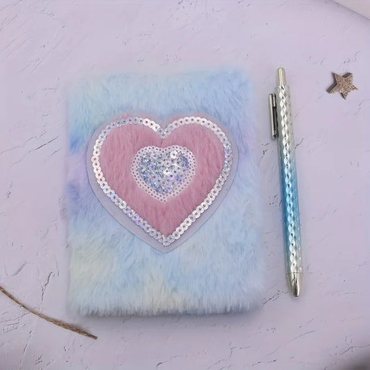 2 Pcs Tie-Dye Heart Plush Notebook Set Planner Diary Gift 🎀✨