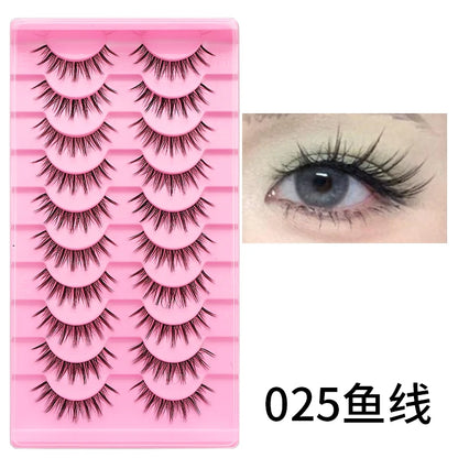 Adorable Manga Style False Eyelashes 10 Pairs Natural Full Strip Lashes For Anime Look Makeup ✨🐰🎀🌸