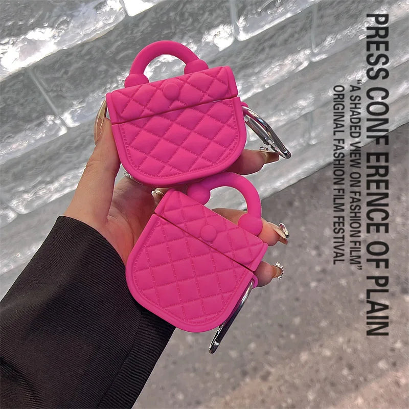 Kawaii Pink Cartoon Leather Case for AirPods 🎀✨ | Cute Silicone Cover & Keychain for Wireless Earbuds 🐾💖