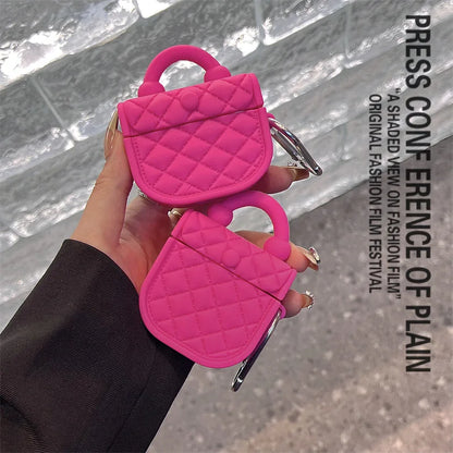 Kawaii Pink Cartoon Leather Case for AirPods 🎀✨ | Cute Silicone Cover & Keychain for Wireless Earbuds 🐾💖