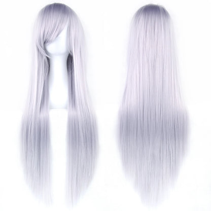 Enchanted White Purple 80cm Long Cosplay Wig for Women Synthetic Hair Straight Party Glam ✨💜