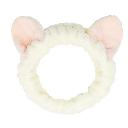 Women Wash Face Makeup Soft Coral Fleece Elastic Headband Head Wrap Cute Rabbit Bow Animal Ears Hairband Girl Hair Accessories