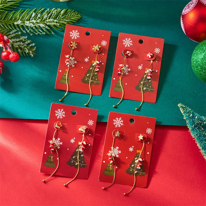 Santa Tassel Earrings Asymmetric Dangle for Women Christmas Snowflake 🎄✨