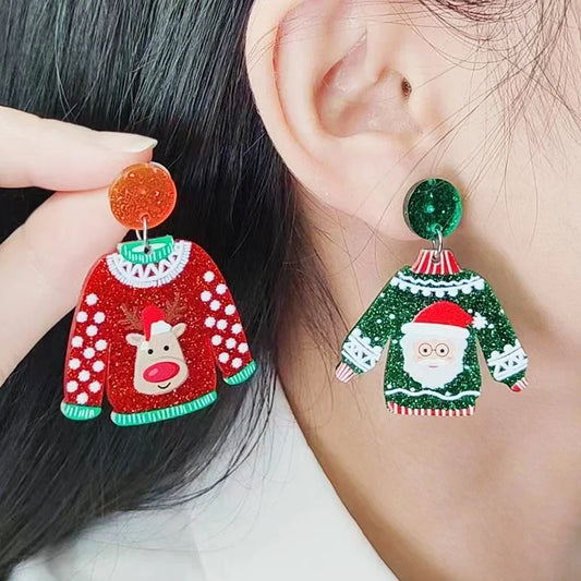 Cute Christmas Drop Earrings For Women With Glitter Acrylic Dangles 🎄✨ Gift